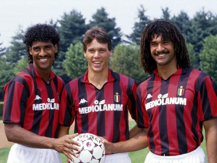 I tre olandesi: Frank Rijkaard, Marco van Basten e Rudd Gullit