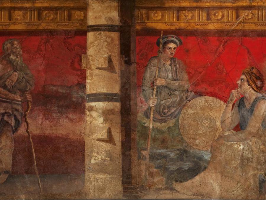 Affresco con filosofo, Alessandro e l'Asia, da Boscoreale,Villa di P. Fannius ynistor, oecus. Metà del I sec. a.C.Napoli, Museo Archeologico Nazionale Courtesy Italian Ministry of Culture (MiC), Archivio fotografico MANN. Ph Luigi Spina 