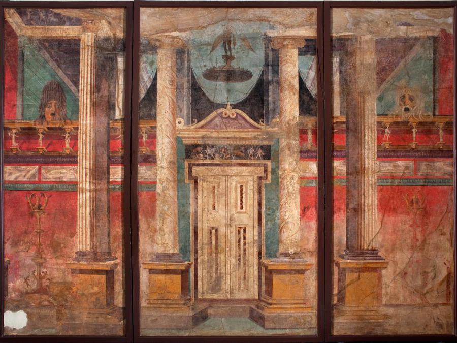 Affresco con veduta architettonica e scena di caccia, da Boscoreale, Villa di P. Fannius Synistor, ambiente G.Metà del I sec. a.C.Napoli, Museo Archeologico Nazionale Courtesy Italian Ministry of Culture (MiC), Archivio fotografico MANN. Ph Luigi Spina 
