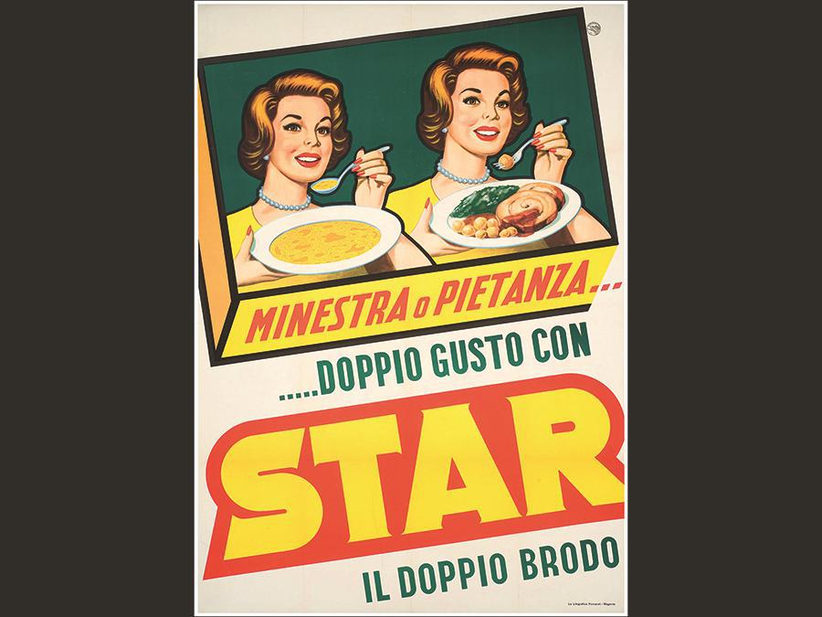 Gino Pesavento, Doppio brodo Star, circa 1965, offset, 139,8 x 97,8 cm. Collezione Galleria L'IMAGE, Alassio (SV)