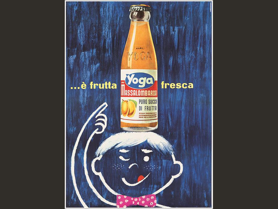 Autore anonimo, Succhi di frutta Yoga, circa 1958, offset, 137 x 97 cm. Collezione Galleria L'IMAGE, Alassio (SV)