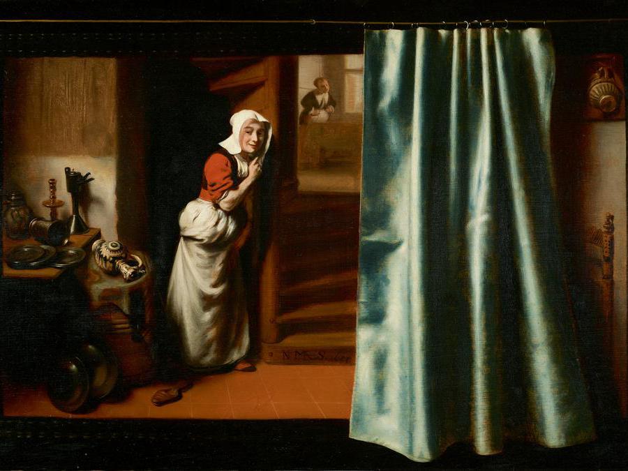 The Eavesdropper. Nicolaes Maes, 1655. © Guildhall Art Gallery, City of London
