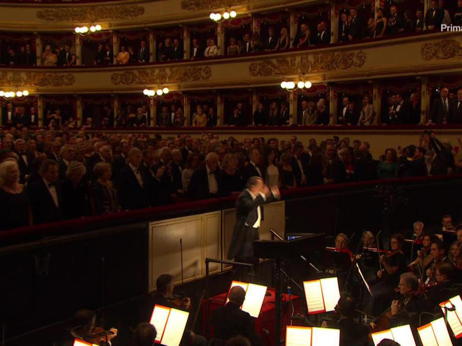Prima della Scala edizione 2019, Tosca, di Giacomo Puccini. Immagini tratte dalla diretta televisiva della Rai (Alberto Cattaneo/Fotogramma)
