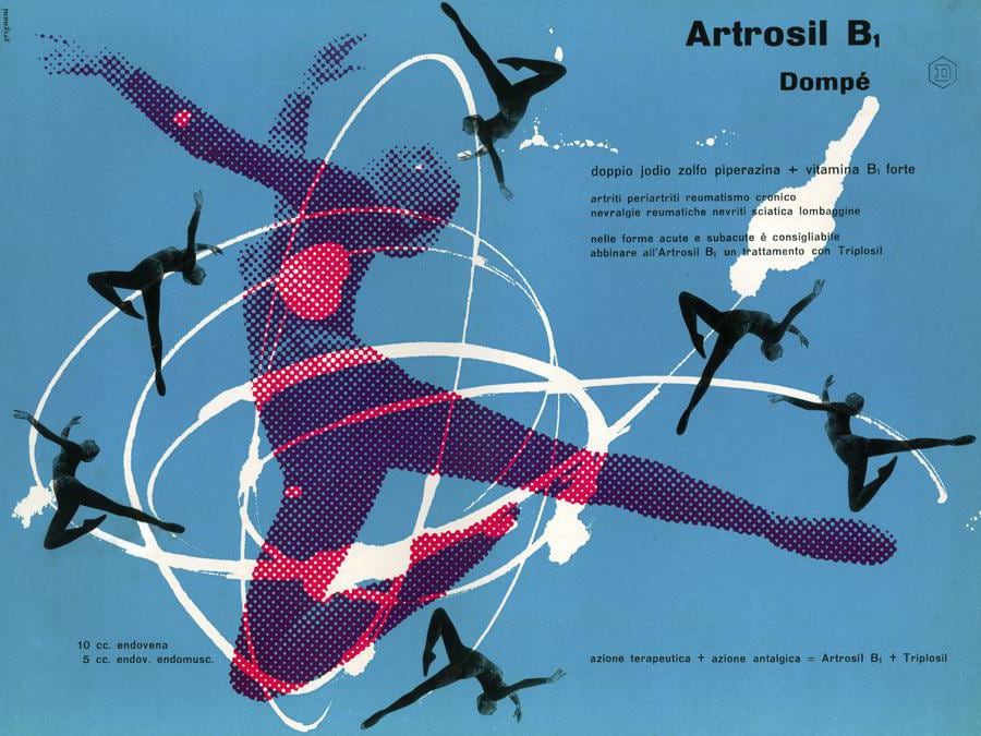 Franco Grignani, Artrosil, 1955, stampa offset, 24,5x32,2 cm (Archivio Manuela Grignani Sirtoli, © Matteo Zarbo)