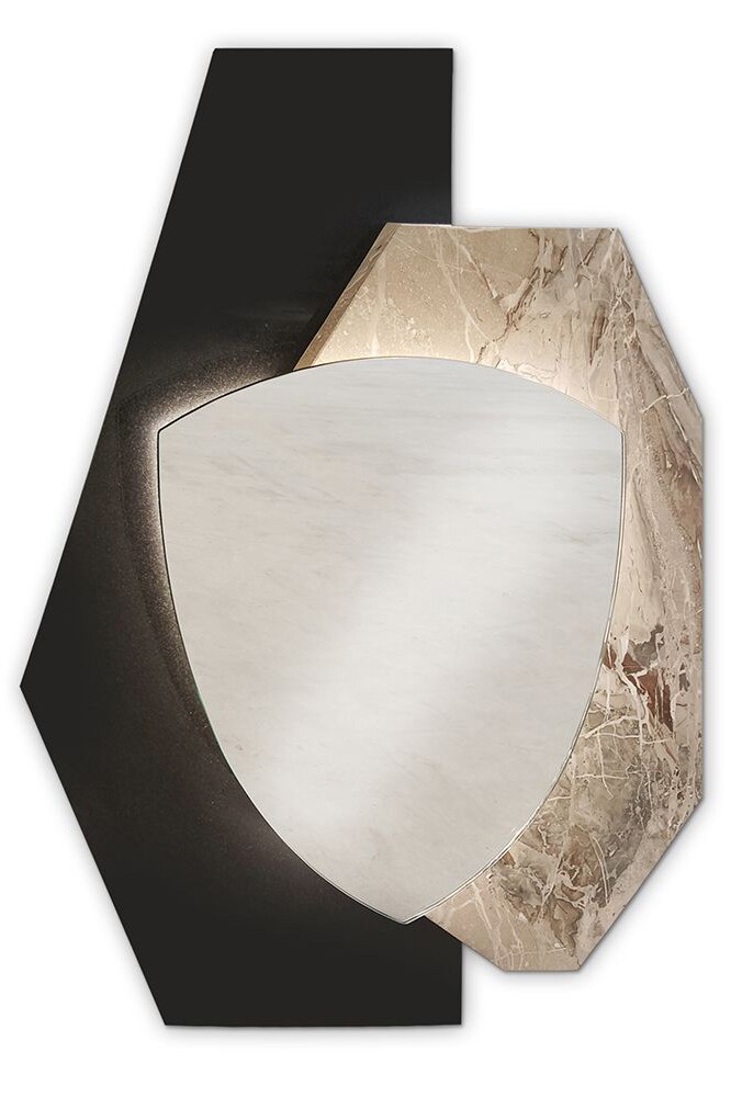 Specchio con doppia base in marmo, TONINO LAMBORGHINI.