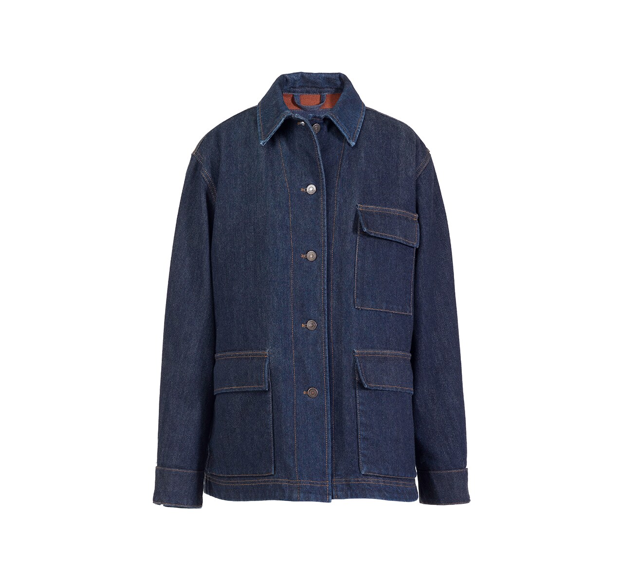 Giacca workwear in cashmere denim con imbottitura in flanella, LORO PIANA (2.950 €).