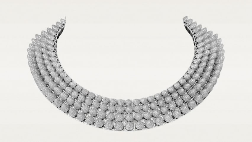 Cartier. Collana Clush (Un)limited in oro bianco, onice, diamanti (circa 65 ct).