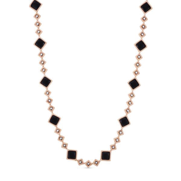 Roberto Coin. Catena collezione Palazzo Ducale, in oro rosa con giada nera e diamanti.