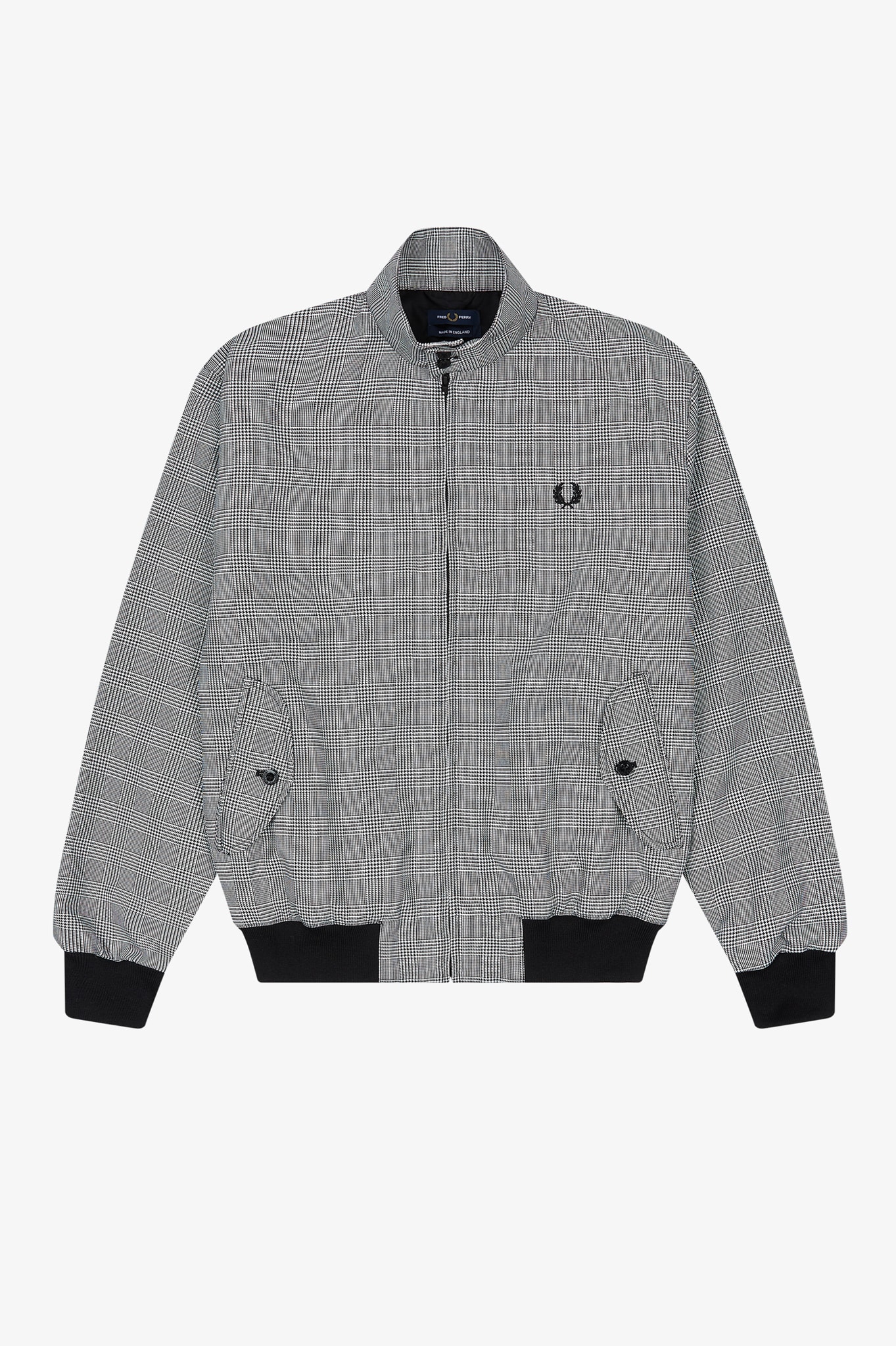 FRED PERRY. Giacca Harrington in cotone a disegno Galles.