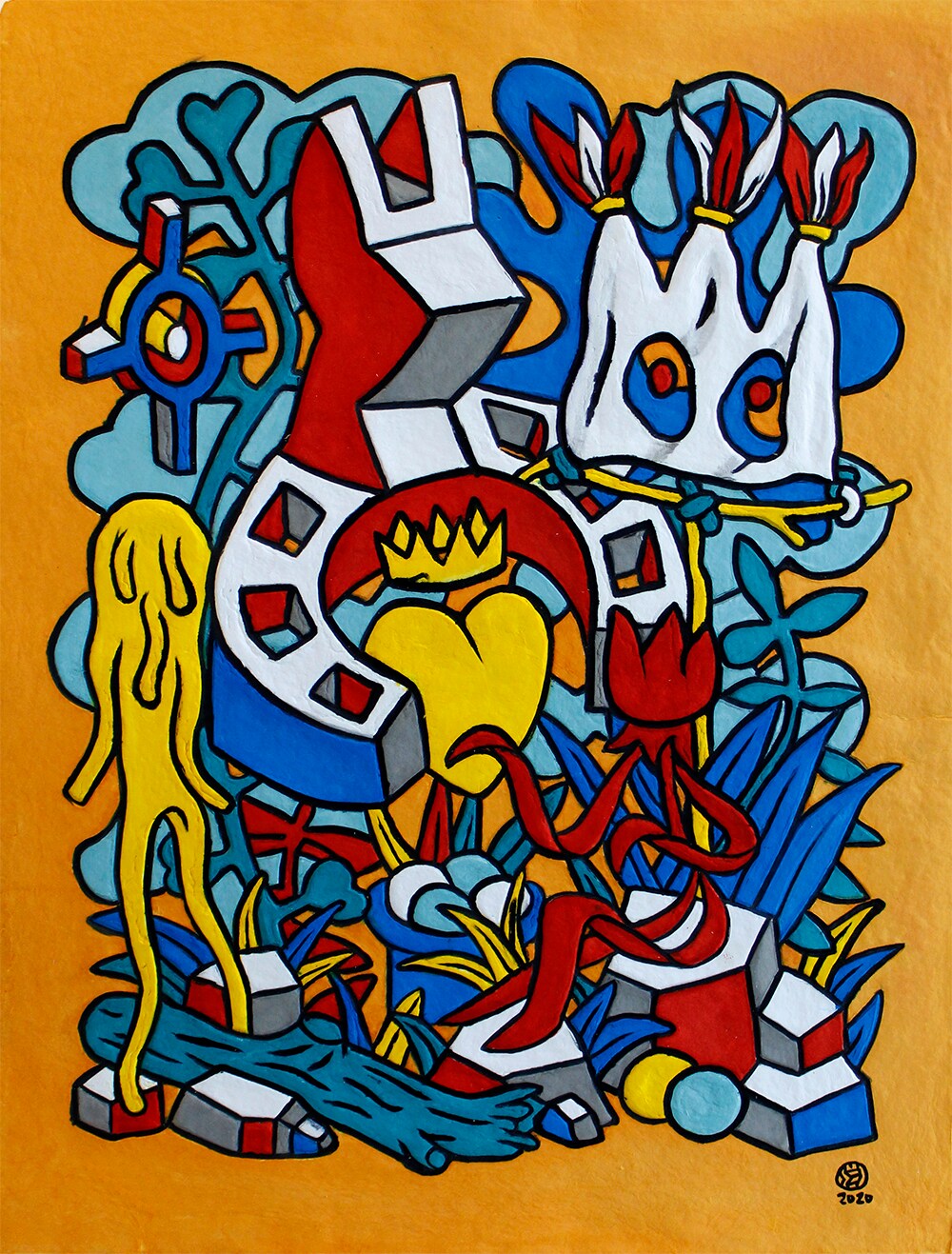 Speedy Graphito, L'Amour roi, 2020. Acquaforte, carta fatta a mano, 85 x 66 cm. Courtesy Galerie L'Estampe.