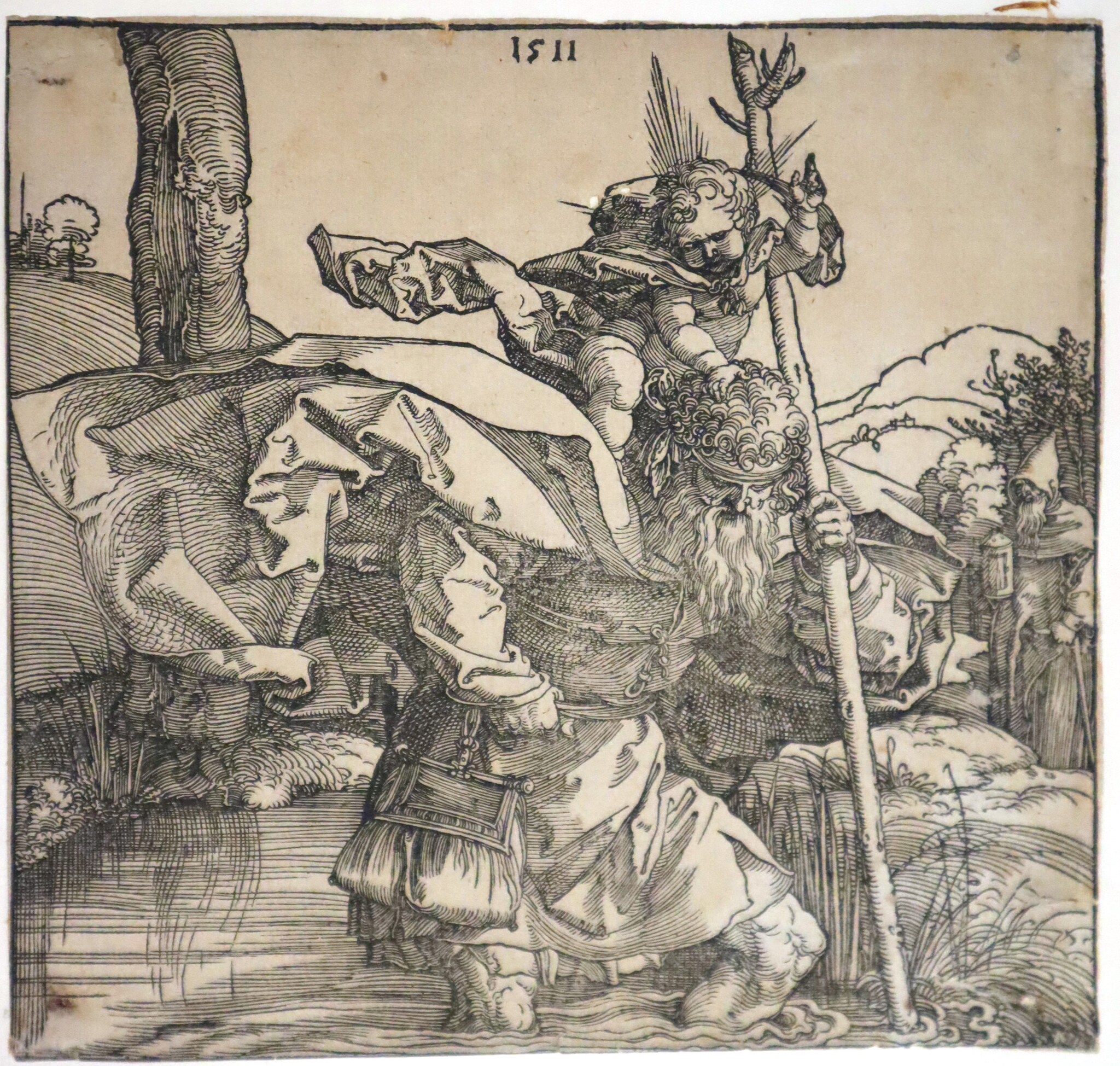 Albrecht Dürer, Saint Christophe, 1511. Xilografia, 21 x 21 cm. Courtesy Palau Antiguitats.