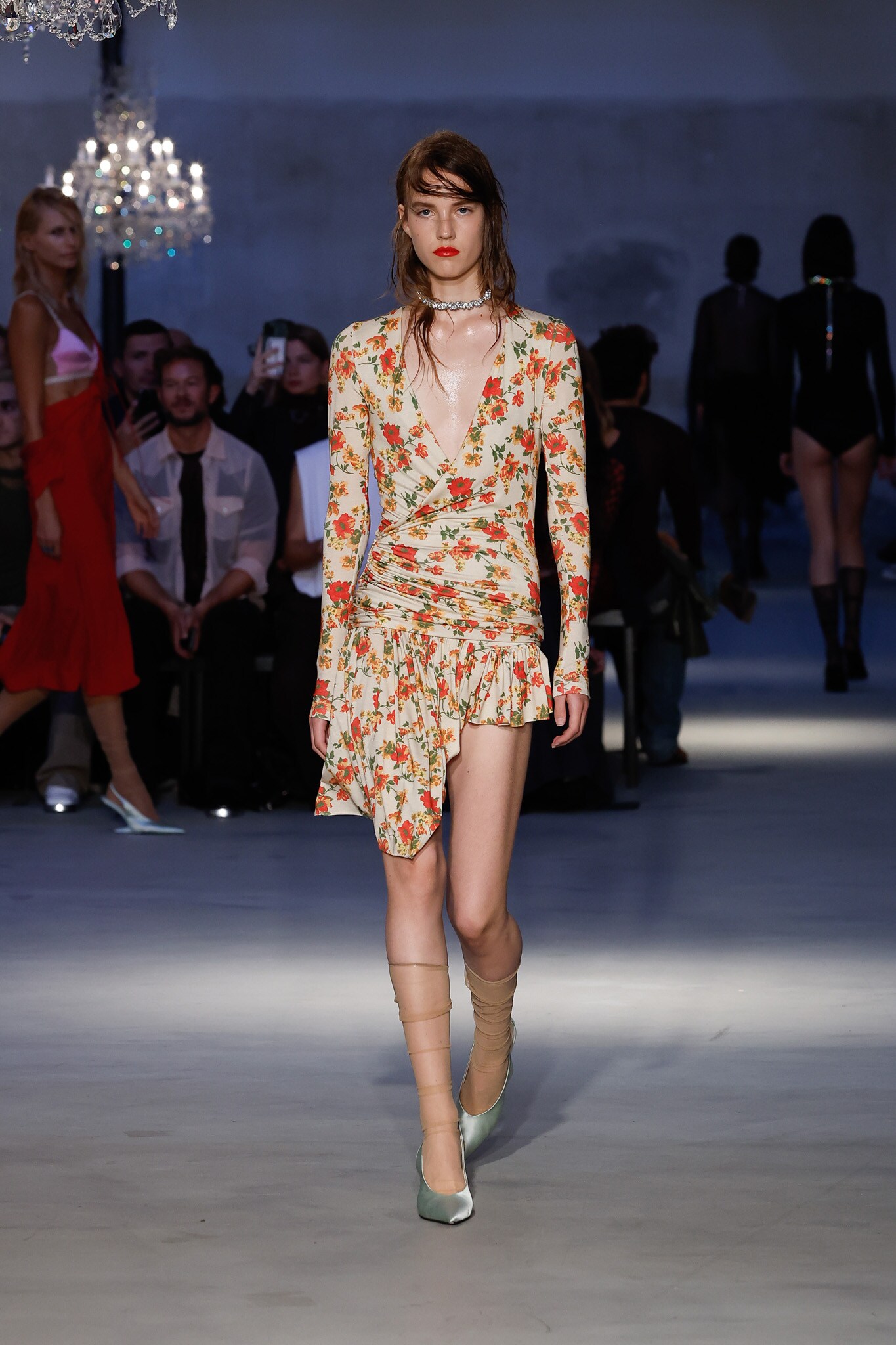 N.21. Miniabito drappeggiato in jersey stampato con piccoli bouquet.
