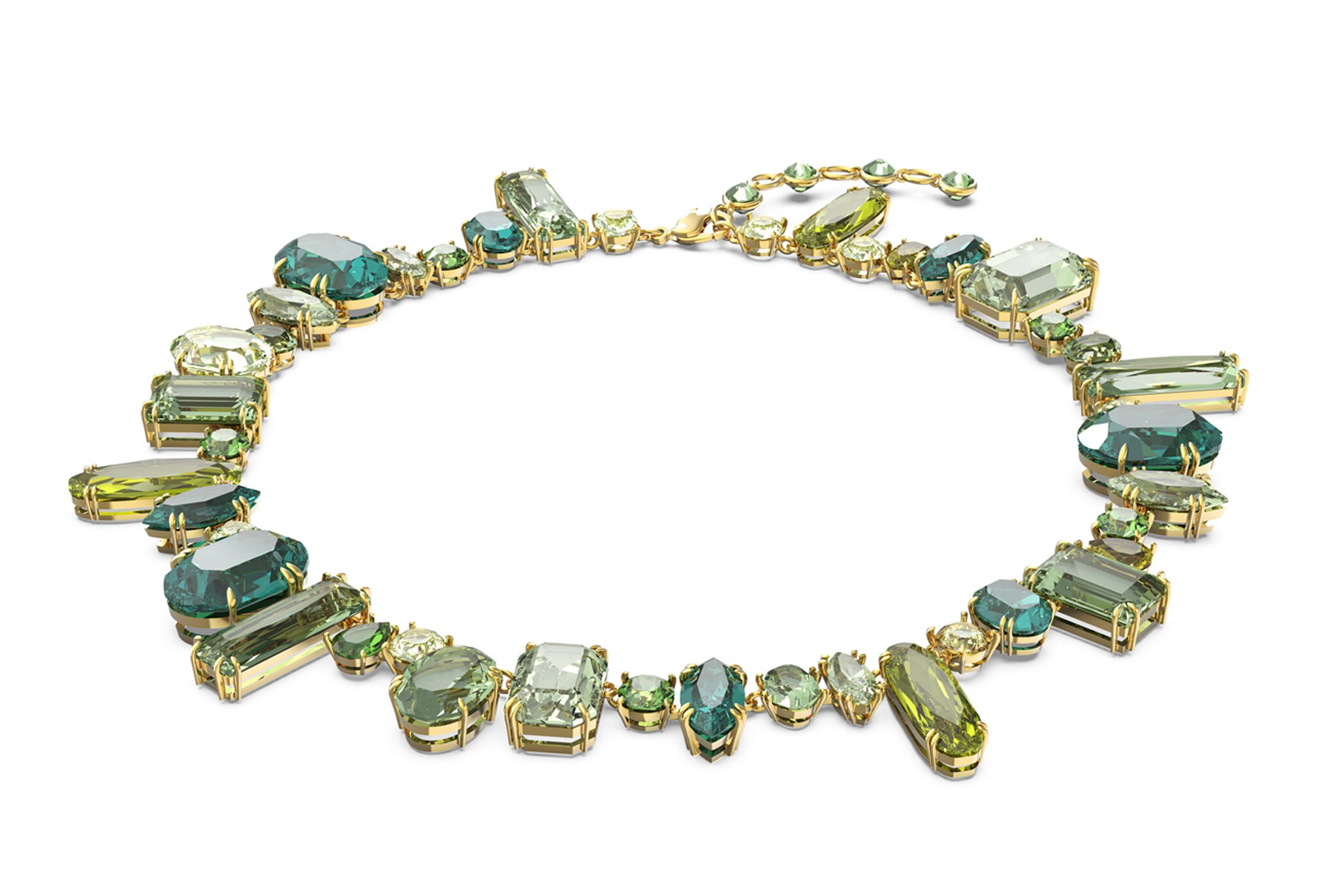 Swarovski. Collana Gema, in cristalli multi dimensione nella gradazione del verde.