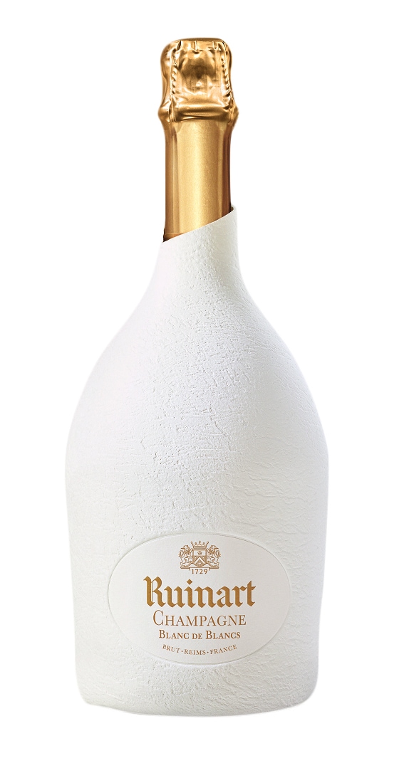 Champagne Blanc de Blancs, con nuovo packaging ecosostenibile, RUINART (75 €).