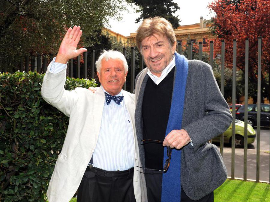 04/04/2013 Roma , Presentazione della fiction : L'Ultimo Papa Re - nella foto Lino Toffolo e Gigi Proietti (Foto IPP/Gioia Botteghi)