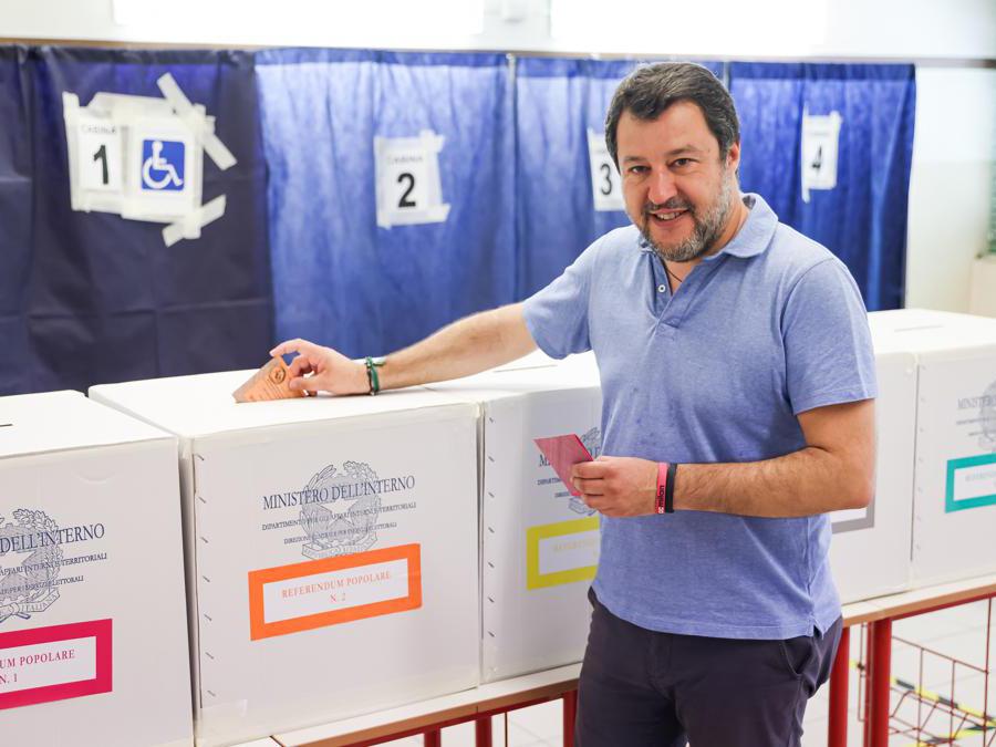 Matteo Salvini al seggio (Photo Alessandro Bremec/LaPresse )
