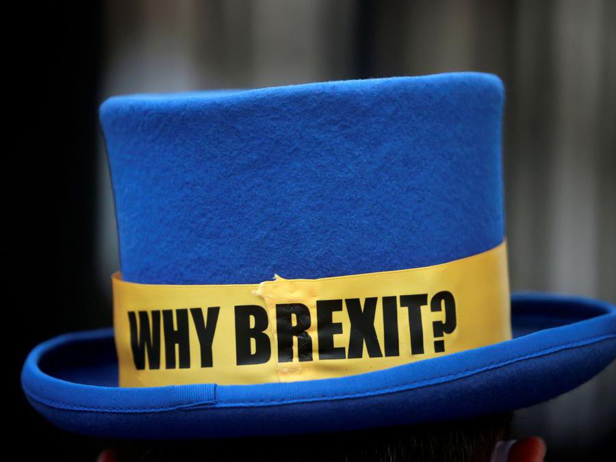 Un cappello   anti-Brexit protester ( Hannah McKay/Reuters)