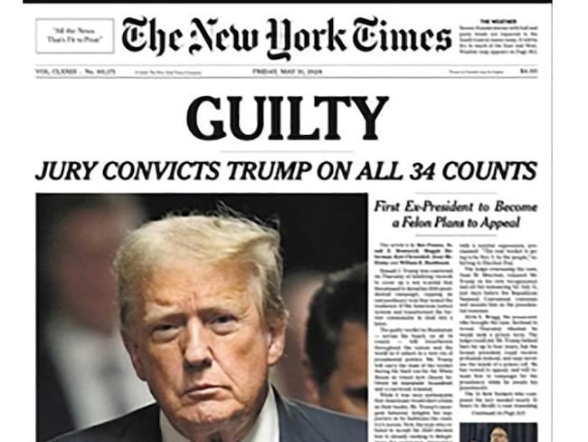 The Donald colpevole: la notizia sulle prime pagine Usa