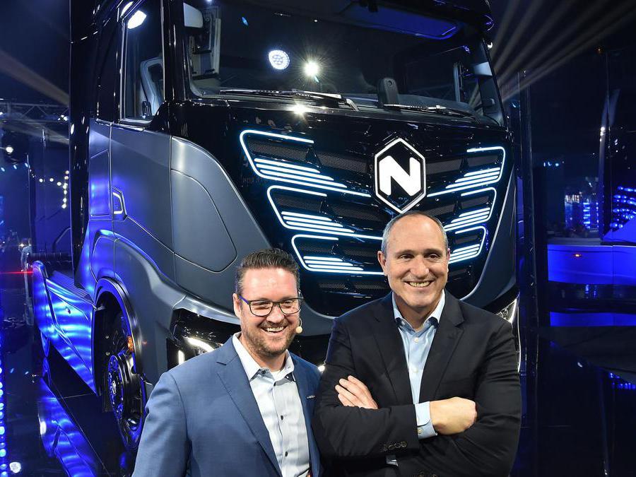 Trevor Milton CEO NIkola e Mark Russell presidente Nikola Motors durante la serata di presentazione dei nuovi veicoli presso le OGR, Torino, 2 Dicembre 2019 ANSA/ ALESSANDRO DI MARCO