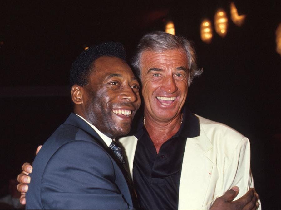 Jean-Paul Belmondo e Pelé, nel1989. (Patrick Davy /Photo12 via Afp)