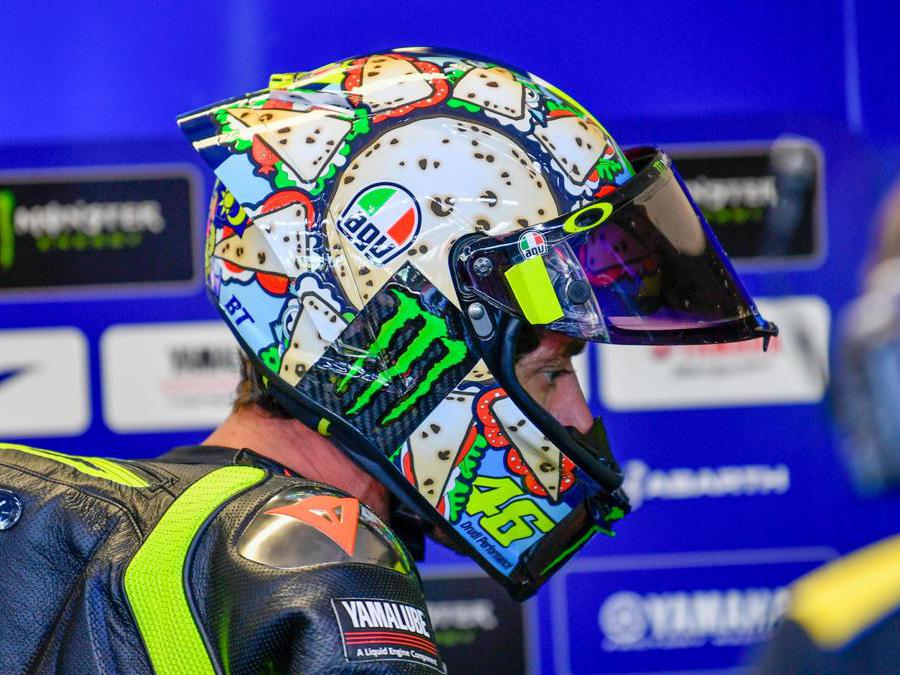 Valentino Rossi aol Gp di San Marino nel 2019 (Ansa/Alessio Marini)